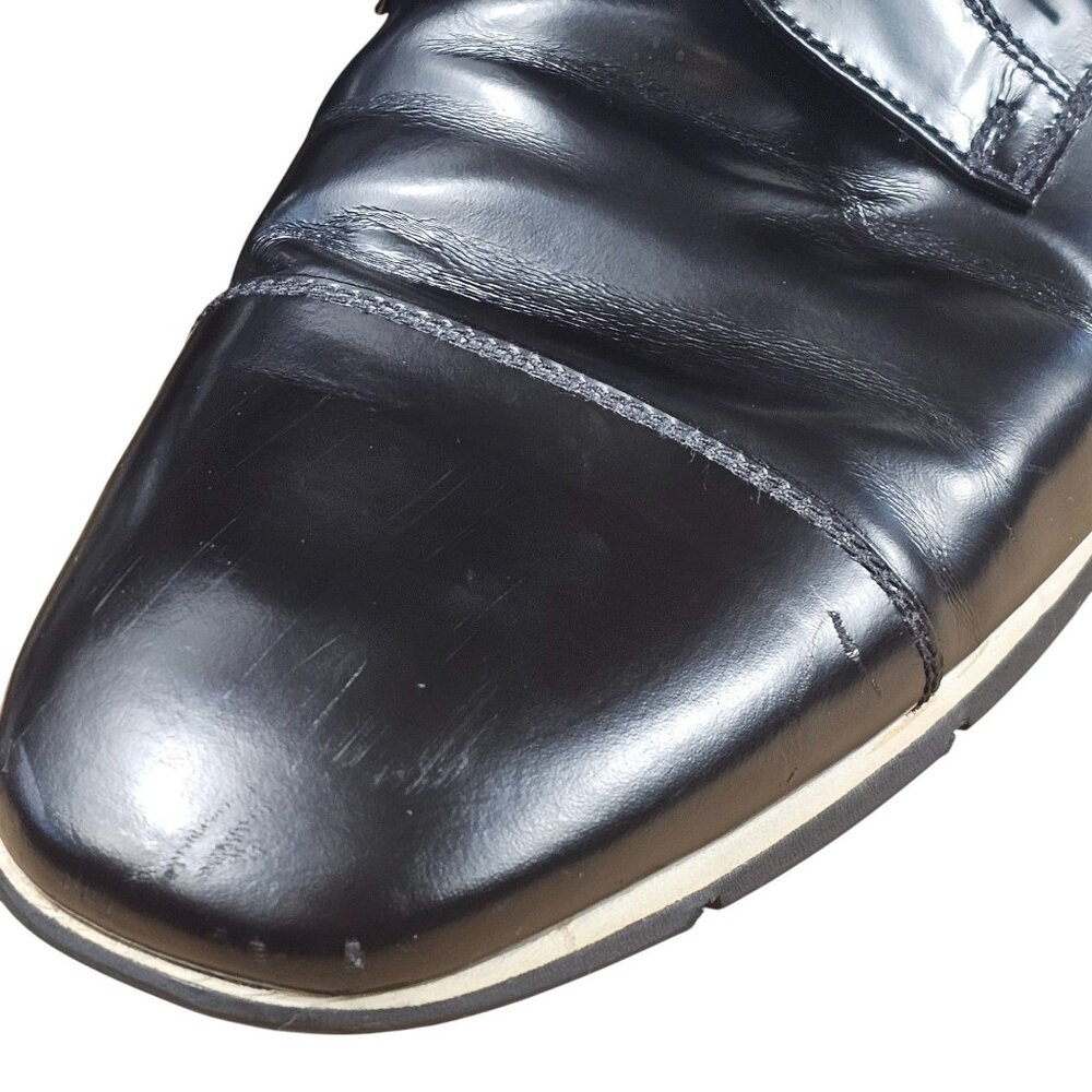 Prada Sport Black Leather Cap Toe Oxfords Shoes Size 10 US 11 Lace-Up Mens Dress - Picture 2 of 8